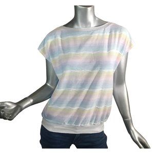 Club USA Vintage Women's Small Medium Pastel Rainbow Shirt Lightweight Knit Top